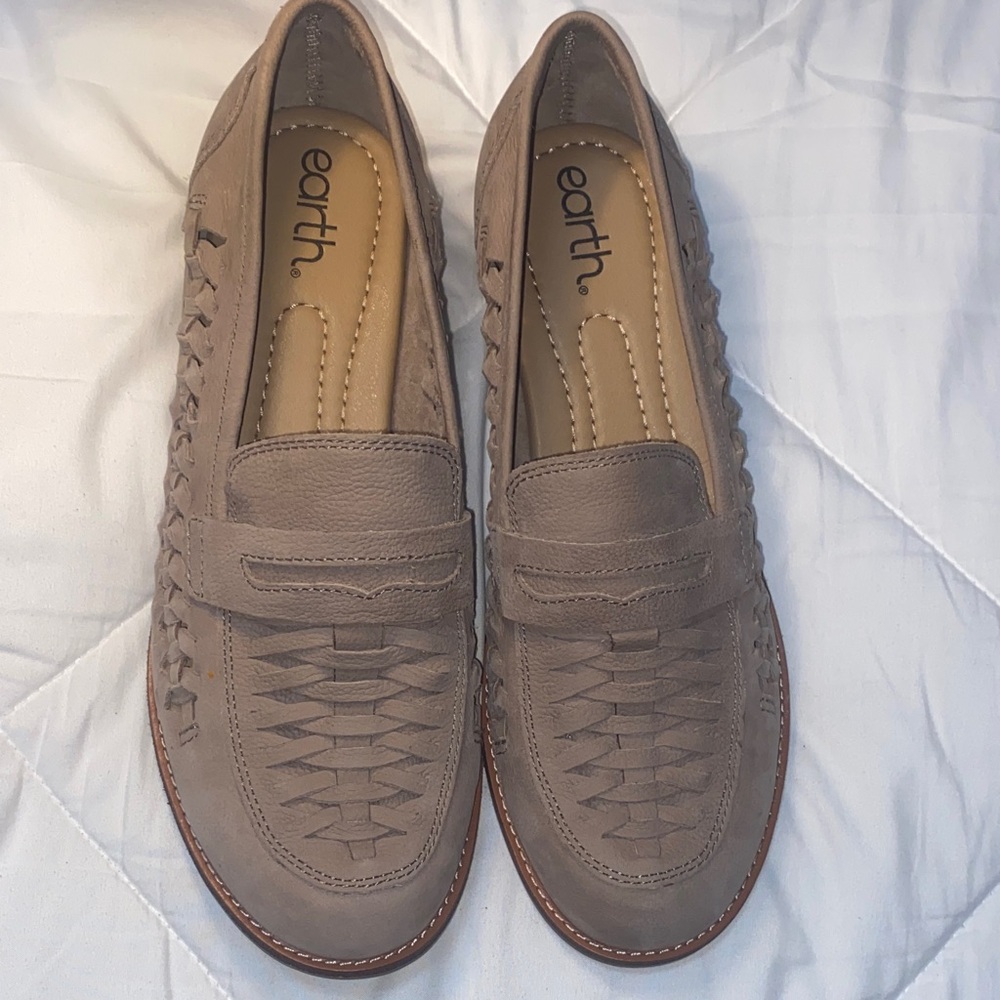 Earth Taupe Woven Slip-On Loafers View 2